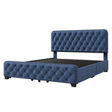 ZNTS Upholstered Platform Bed Frame with Four Drawers, Button Tufted Headboard and Footboard Sturdy Metal WF306746AAC