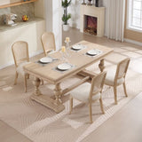 French Country Dining Chairs Set of 2, Upholstered Chairs with Nature Rattan Fan-shaped Back, Wire W3426P324538