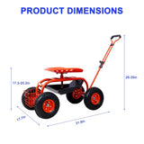 Garden Cart Rolling Scooter, Adjustable Height Heavy Duty Scooter, Rolling Garden Cart with 4 Wheels W227P207223