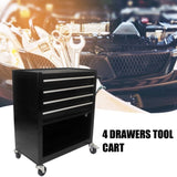 4 DRAWERS MULTIFUNCTIONAL TOOL CART WITH WHEELS-BLACK W110280935