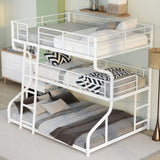 Full XL over Twin XL over Queen Size Triple Bunk Bed with Long and Short Ladder,White 42648528