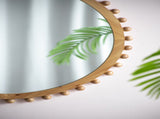 D34" Wood Round Mirror with Beaded Frame, Circle Wall Mirror for Living Room Bedroom Entryway W2078126450