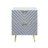 2 Drawers MDF Nightstand in Gray High Gloss Finish B016P257195
