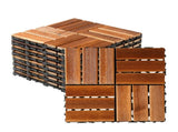 27pcs Wood Interlocking Deck Tiles 11.8"x11.8", Waterproof Flooring Tiles for Indoor and Outdoor, 65022091