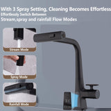 Matte Black Waterfall Kitchen Faucet with Temperature Display, Single Handle Kitchen Faucet with W1217P146517