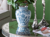 21.5x21.5x25" Round Side Table with Elegant Foral Design and Mirrored Silver Finish W2078P248215