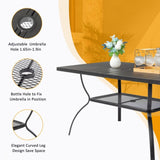 ZNTS 60*38*28.5in Iron With Umbrella Hole Patio Bar Table Black 15801327