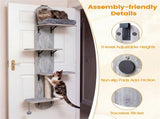 Door Hanging Cat Tree 5-Level Height Adjustable 4-Tier Climber No-Drill for Apartment Grey 62993230