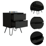 Augusta 2 Nightstand , End Table, Side Table Four Legs, Two Drawers -Black B20092070