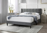 ZNTS Elegant Modern Gray Brushed Linen 1pc Queen Size Bed Upholstered Box Design Headboard Bedframe B011P238938