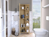 Urano Mirror Linen Cabinet, Four Interior Shelves, Five External Shelves -Light Oak B20091989