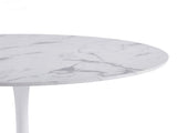 42.1" white marble Color Tulip Table, Mid-century Dining Table for 4-6 People - Round MDF Table W234P453955