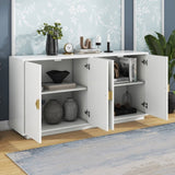 ZNTS TREXM Modern Functional Large Storage Space Sideboard with Wooden Triangular Handles and Adjustable WF318154AAK