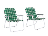 2pcs Steel Tube PP Webbing Bearing 120kg Folding Beach Chair Dark Green Strip 38834103
