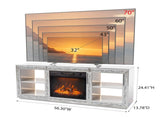 Silver Mirror Modern TV Stand with 18 Inch Fireplace Insert & Storage Shelves, Medium Density 94804754