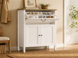 Shoe Cabinet with Flip Drawer, Boot Rack and 6 Boot Clips, Narrow Entryway Shoe Cabinet with 81940759