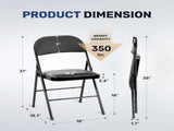 2 Pack Folding Chair Leather Padded Seat Portable Chair, Black 41007323