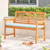 ZNTS Waimea Honey Slatted Eucalyptus Wood Garden Bench with Cushion V1953