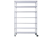 7 Tier Metal Wire Shelving Unit, 2450lbs Heavy Duty Adjustable Storage Rack with Wheels & W465142135