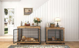 ZNTS Furniture Dog Cage Crate with Double Doors, Rustic Brown, 38.58'' W x 25.2'' D x 27.17'' H W116291738