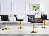 A set of 2 black vintage crocodile leather lift bar chairs, featuring crystal clasp design and W3875P371071