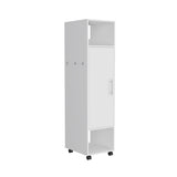 Cluster 63" Tall Wardrove One-Door Cabinet with Mirror, Three Shelves, Casters and Hanging Rod, B200P240238