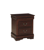 1pc Cherry Finish Two Drawers Louis Philip Nightstand Solid Wood Contemporary & Simple Style B011P169961