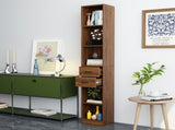 Tall Narrow Bookshelf, Slim Floor-Standing Storage Cabinet with 2 Drawers & 5 Open Shelves, Display W331P485806