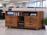 Wooden Filing Cabinet, 4 Drawers, Walnut, P2 Particle Board with Melamine Facing 39071771