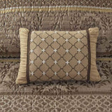 6 Piece Jacquard Quilt Set with Throw Pillows Brown/Gold King/Cal King B03597483