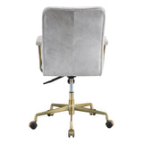 Vintage White and Chrome Swivel Office Chair B062P186452
