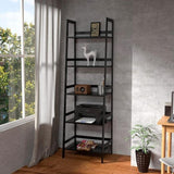 ZNTS WTZ Bookshelf, Ladder Shelf, 5 Tier Bamboo Bookcase, Modern Open Book Case for Bedroom, Living Room, 67632796