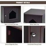 20"Brown Wooden Cat Litter Box End Table 65700048