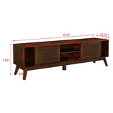 67.9 Inch Mid Century Modern Rattan TV Stand TVs up to 75", Entertainment Cabinet, Media Console W1801P303390
