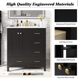 30'' Bathroom Vanity with Ceramic Sink Combo, Solid Wood Frame Bathroom Storage Cabinet, N710P194420B