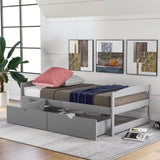 ZNTS Twin size platform bed, with two drawers, gray 72680589