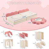 12-Piece Modular Kids Sofa All-Sponge Design Free Combination Pink & White Colorblock Corduroy 76926645