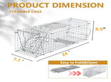 24" Live Animal Cage Trap, Heavy Duty Folding Raccoon Trap, Humane Cat Trap with Handle for Rabbits, 56586332