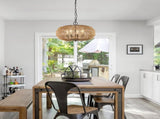 Farmhouse Rattan Pendant Lights, 15.7" 4-Light Boho Chandelier Light Fixture, Wicker Hand Woven W2738P185429