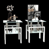 Set of 2, Modern Tempered Glass Tea Table Coffee Table End Table, Square Table for Living Room, W241104208