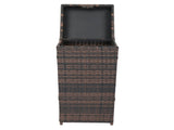 With Top Cover Iron Frame Rattan Trash Can Brown Gradient 87596867