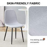 Comfortable Linen-Cotton Dining Chair Set - Six Pieces in Light Gray.Integrated Seat and W1512P360049