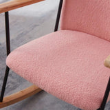 Adjustable Headrest Pillow Rocking Chair, Teddy Fabric Upholstered Glider Rocker with High Backrest, W1669P220429
