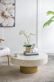 35x35x16" Unique Cream Capiz Coffee Table with Gold Pedestal Base W2078P154260