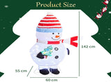 4.7FT Chubby Snowman Christmas Decoration with Striped Hat, Cloth-Covered Fleece Fabric, 120 24079351