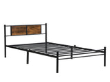 Twin XL Size metal bedframe,Headboard with wood panel decoration,black 47837495