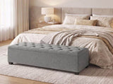 Large Storage Ottoman Bench, End of Bed Bench with Tufted Linen-Look Fabric, Light Gray 17587796