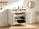 () 2 Cabinet Doors 1 Shelf Metal Shoe Cabinet 31.5*14.6*37.3in White 68059765