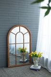 ZNTS 34x54.3" Large Arched Accent Mirror with Brown Frame with Decorative Window Look Classic W2078124336