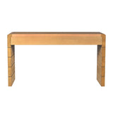 TREXM Curved Table with Storage, Wooden Entryway Table with 2 Drawers, Farmhouse Rustic N715P244723D